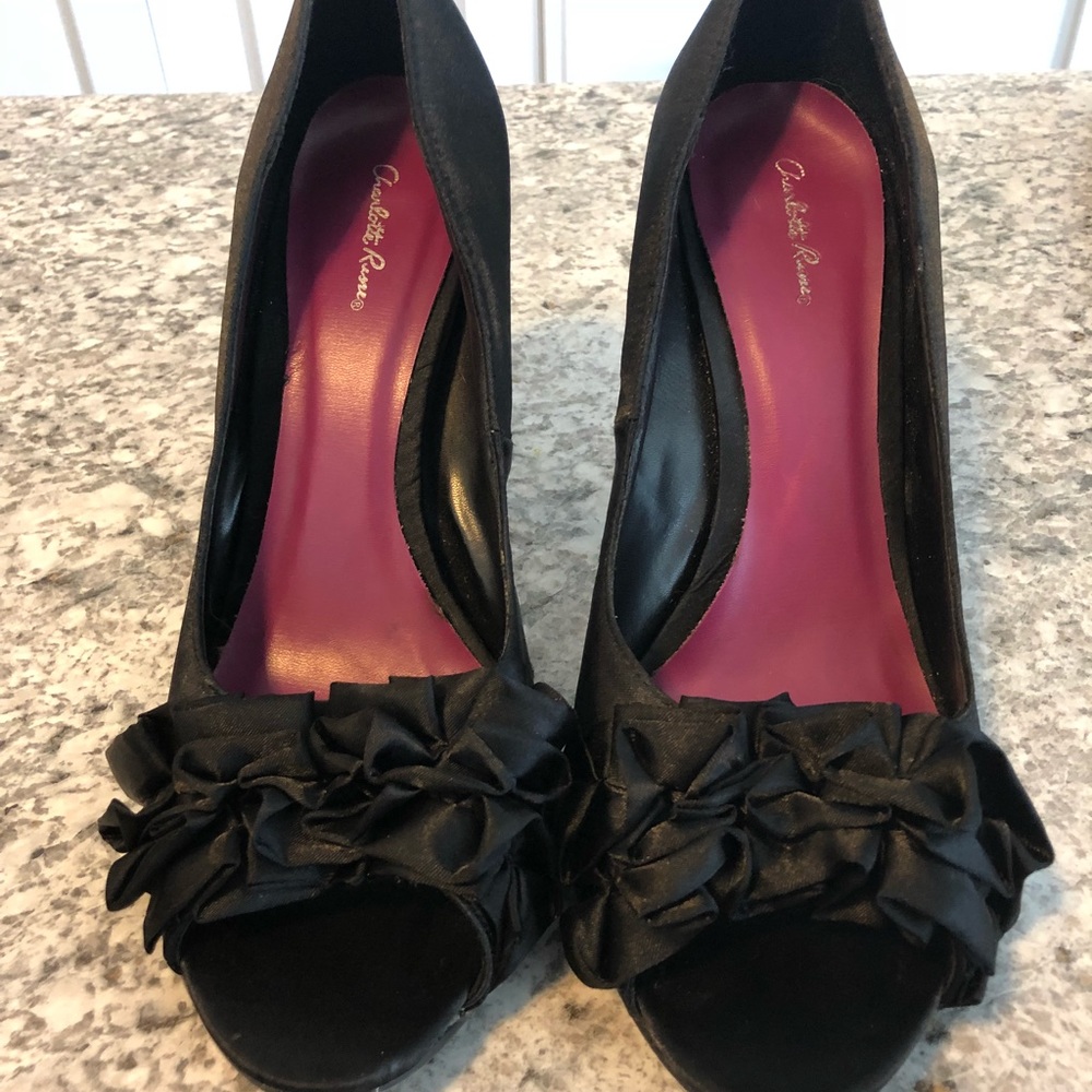 Black peep toe heels